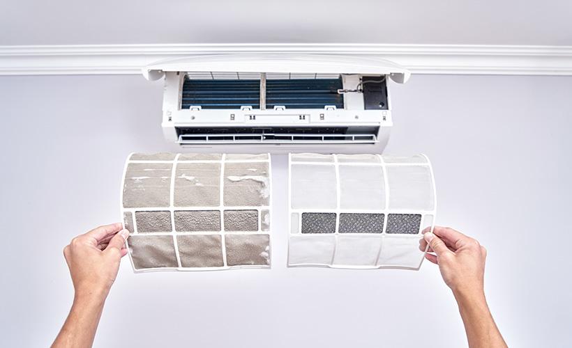 Before and after heat pump filters comparison